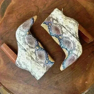 Steve Madden Women's 6M Trista Multicolor Python Snake Block High Heel‎ Booties